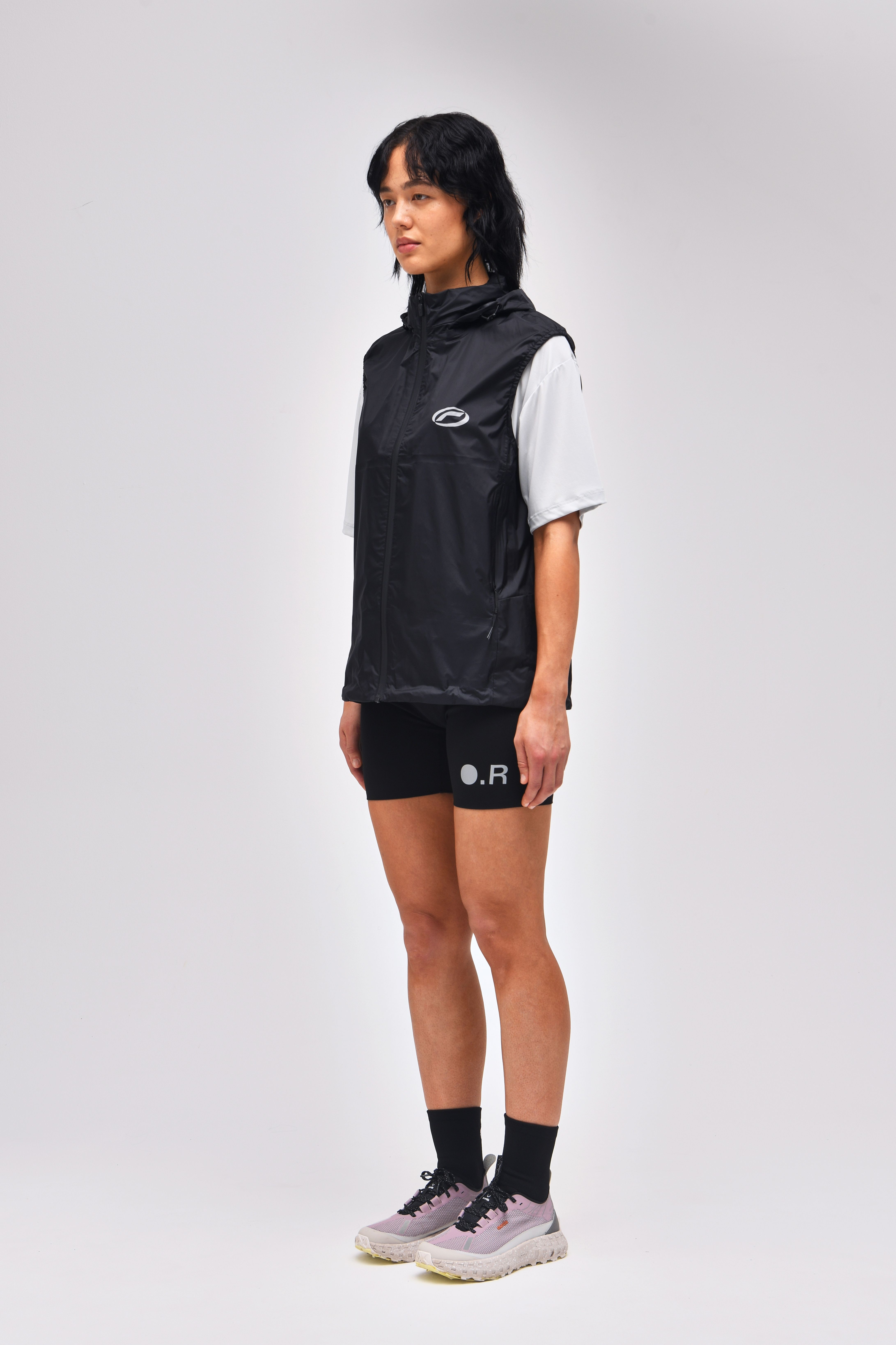 ウォーキング・ランニングウェア Charbon LIMONTA NYLON FOODED VEST BLACK Membrane Running Vest Black