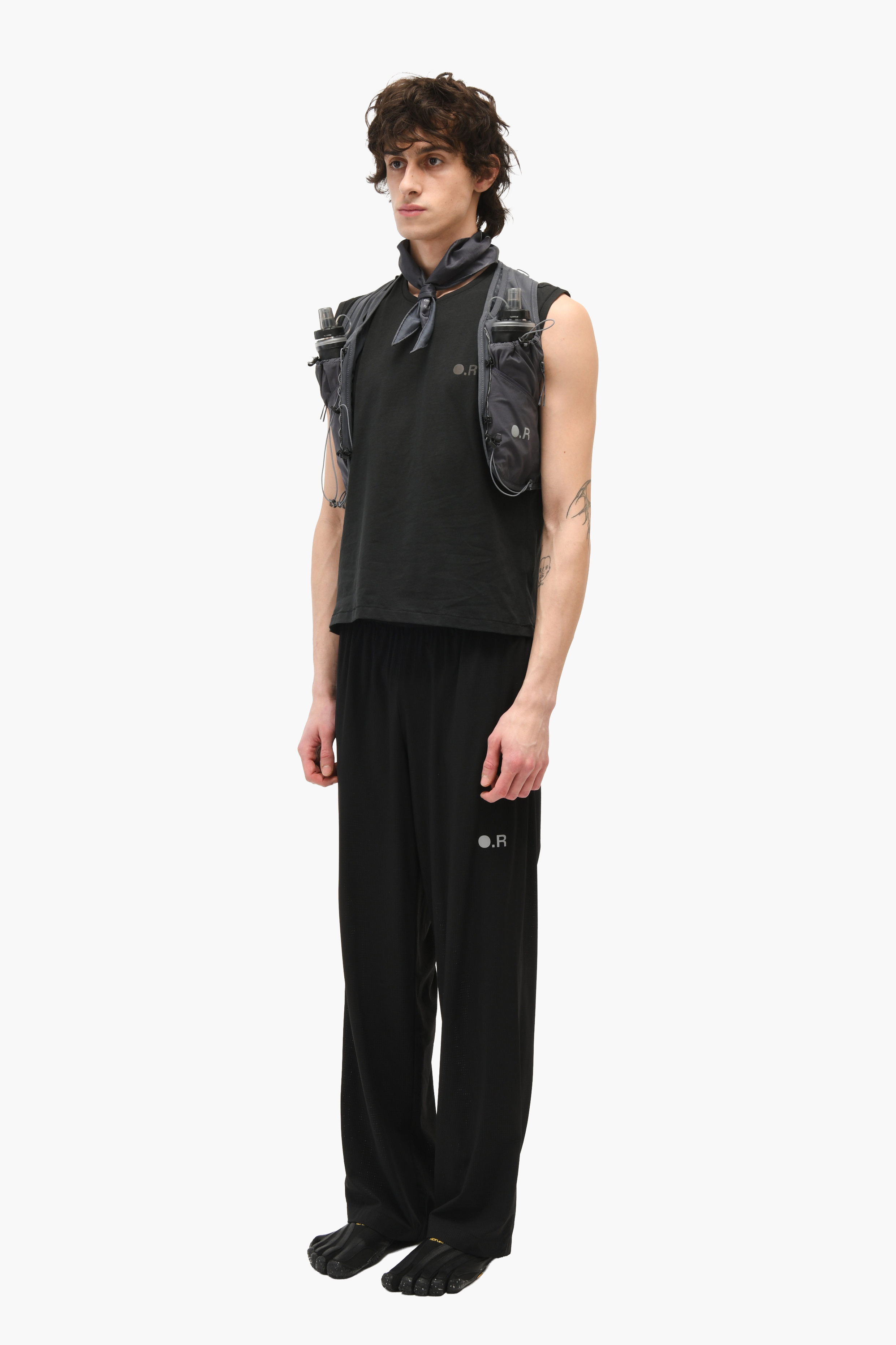 Perforated Wide Pants Black